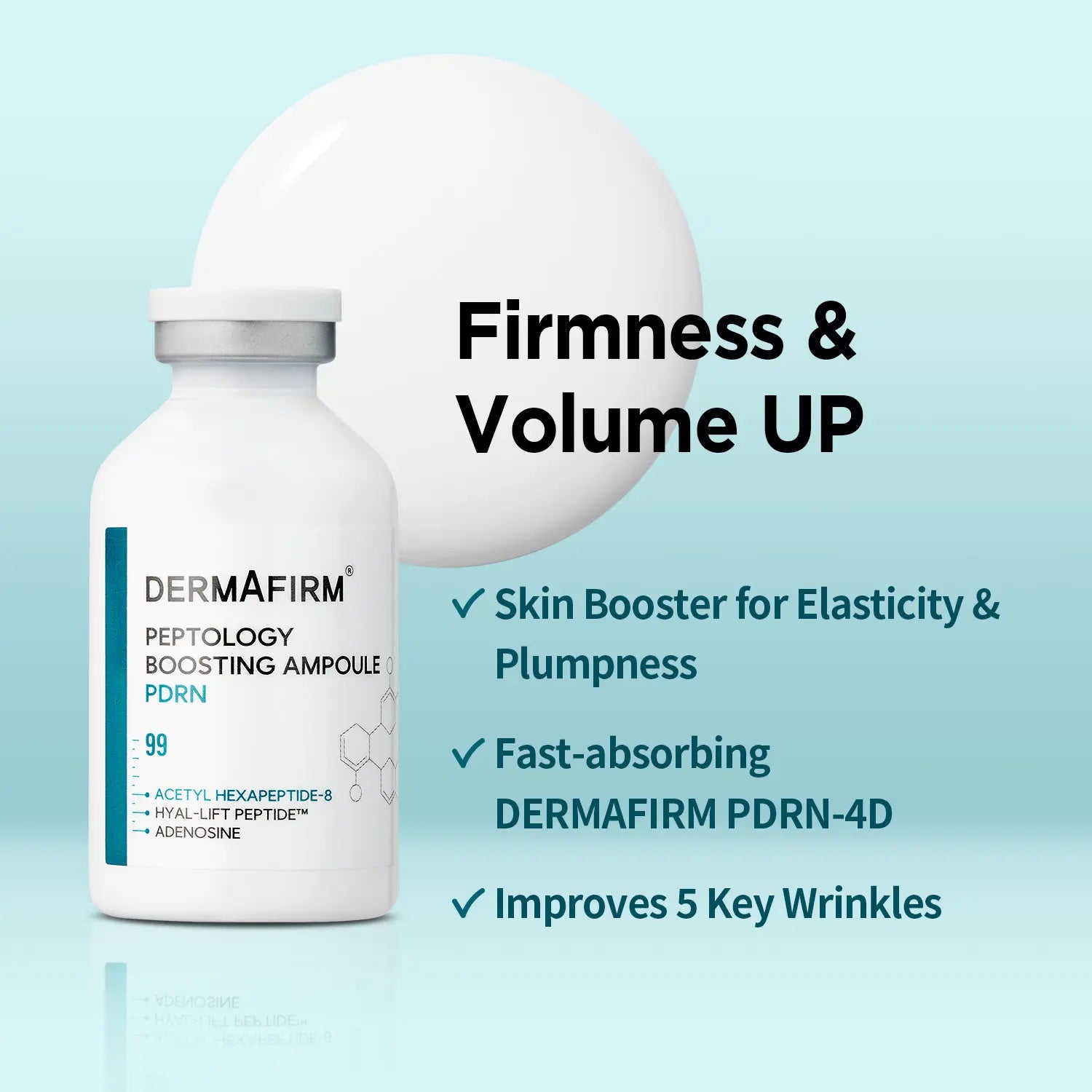 DERMAFIRM Peptology PDRN Boosting Ampoule - Glass Skin & Anti-Aging Serum with 80,000Ppm PDRN & Peptide Complex for Wrinkle Improvement - Korean Skincare Formula