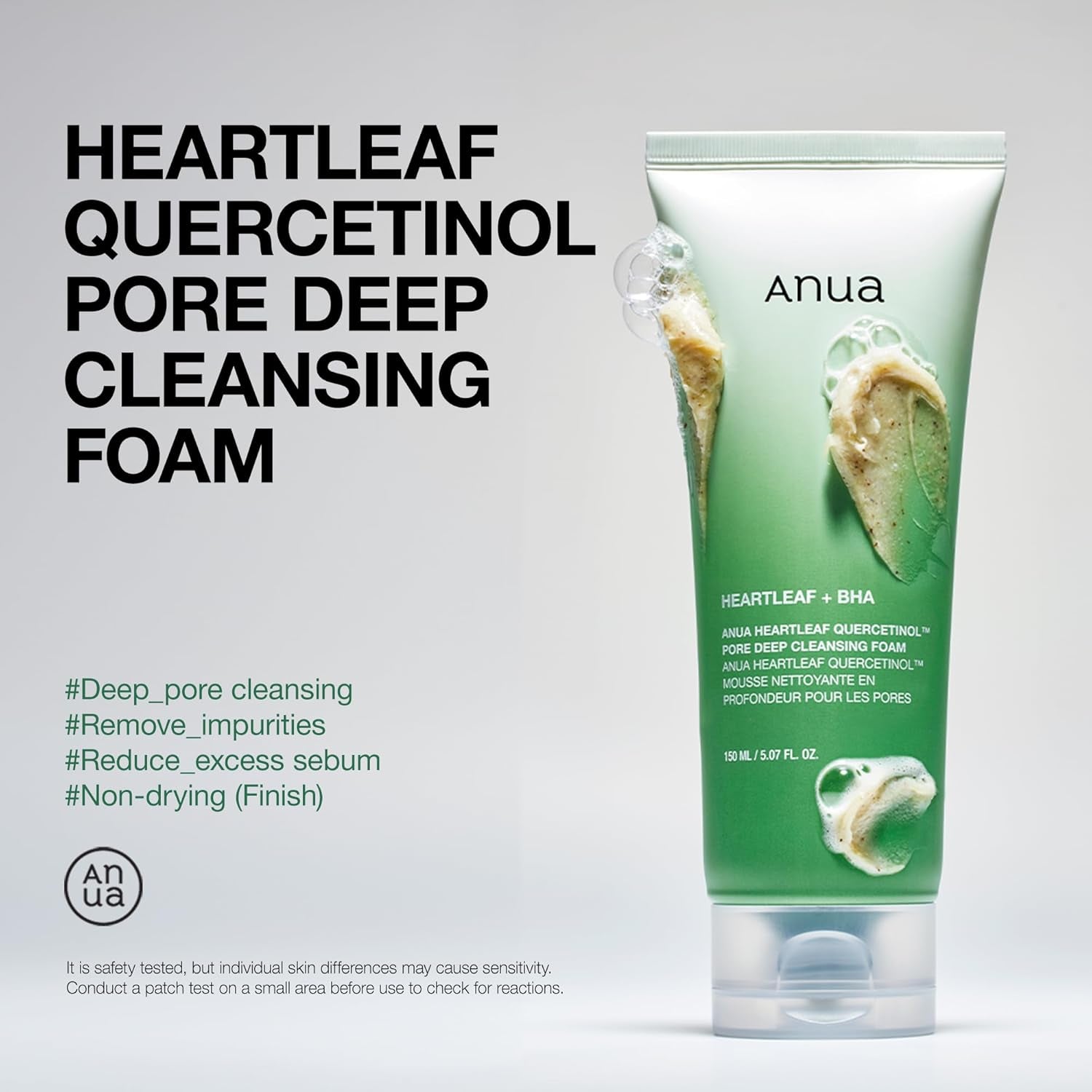 Heartleaf Quercetinol Pore Deep Cleansing Foam, Face Wash for Pore Refining Cleanser, Hydrating Daily Facial Cleanser for Double Cleansing, Gentle Foaming with BHA, Korean Skincare, 5.07 Fl.Oz