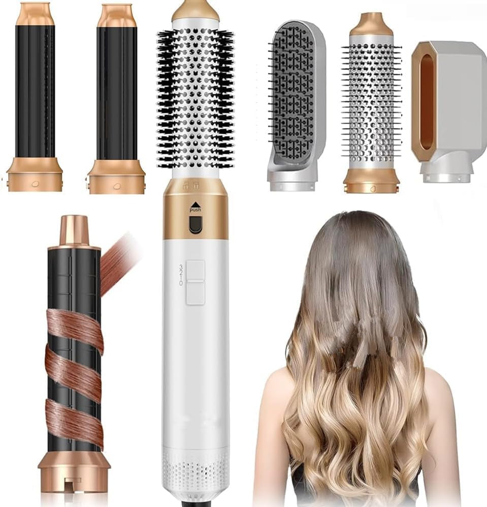 Hair Dryer Brush 5 in 1, Negative Ion Blow Dryer Brush Set -110,000 RPM High - Speed Hot Air Brush Air Styler Curling Wrap Air Curler, Curling Iron Hair Styling Tool for Straight Curl Drying Smoothing
