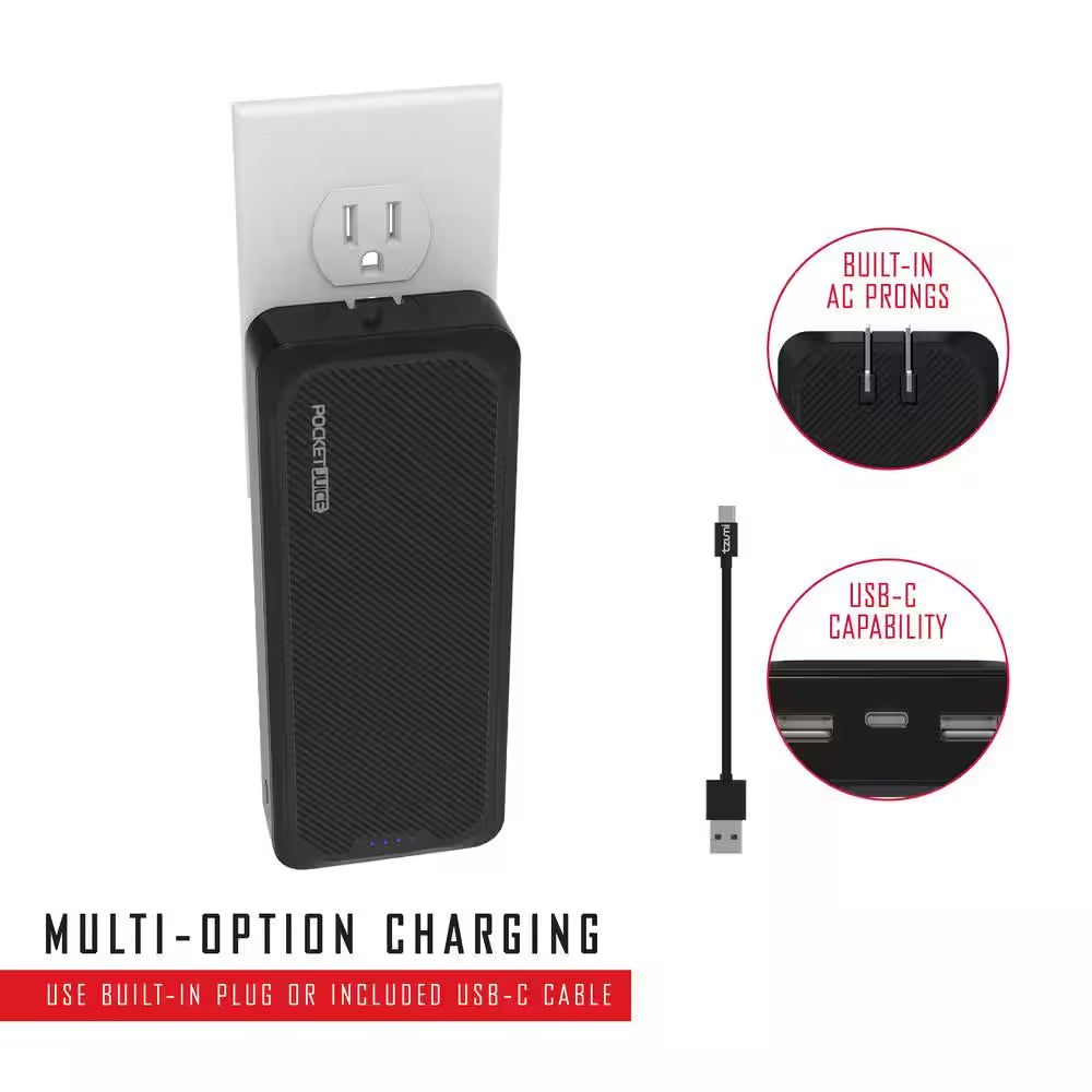 20,000 Mah AC Pocket Juice Portable Power Bank