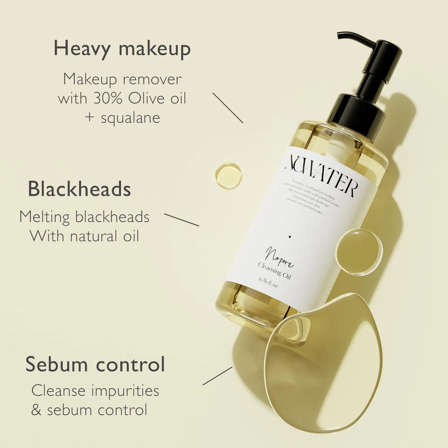 Makeup cleansing oil for blackheads, 6.76 fl oz with olive oil, targets impurities and removes makeup effortlessly.