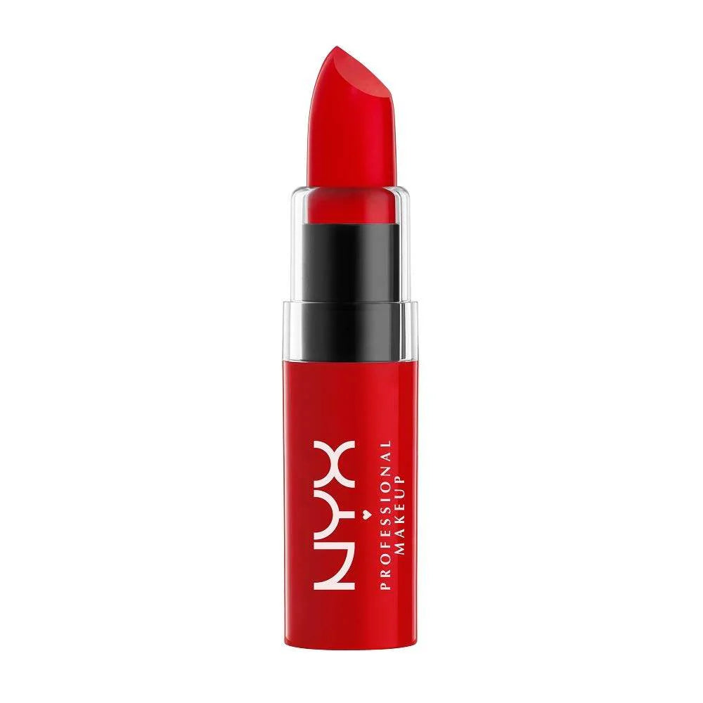 NYX Butter Lipstick Big Cherry in a bold red tube, perfect for vibrant lip looks.