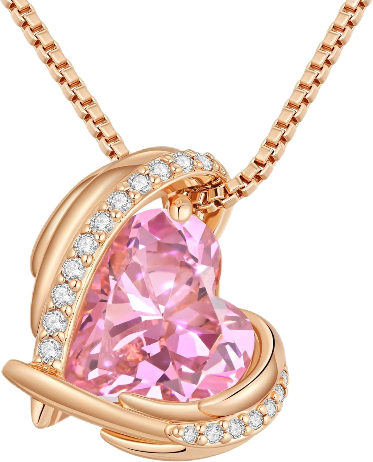 CDE Mothers Day Gifts Love Heart Pendant Necklaces for Women, Silver Tone Rose Gold Tone Birthstone Jewelry Gifts for Wife Her