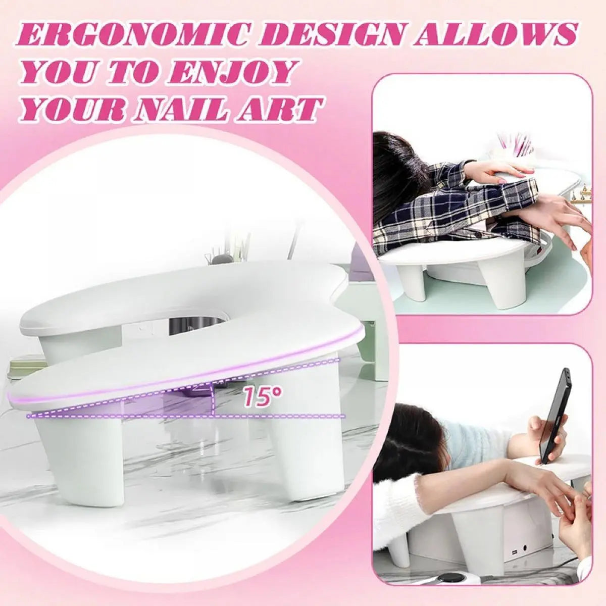 U-Shaped Portable Detachable Hand Rest Pillow for Nails Tech, Multifunctional Arm Rest for Nail Art, Nail Stand for Acrylic Nail Art Tech, Nail Art Tools, Nail Tech Supplies