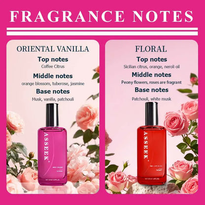 ASSEEK 2Pcs Long-Lasting Body Perfume for Women | Perfect for Dating, Daily Life, Parties and Gift Giving | 2 Different Fragrances with Orchid, Jasmine，Fruity Notes &amp; Brown Sugar Scents - 1.69 Oz/ Bottle