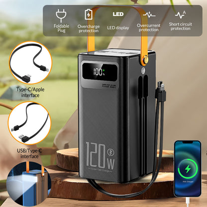 120W 70000Mah Portable Power Bank Large Capacity External Battery Fast Charging