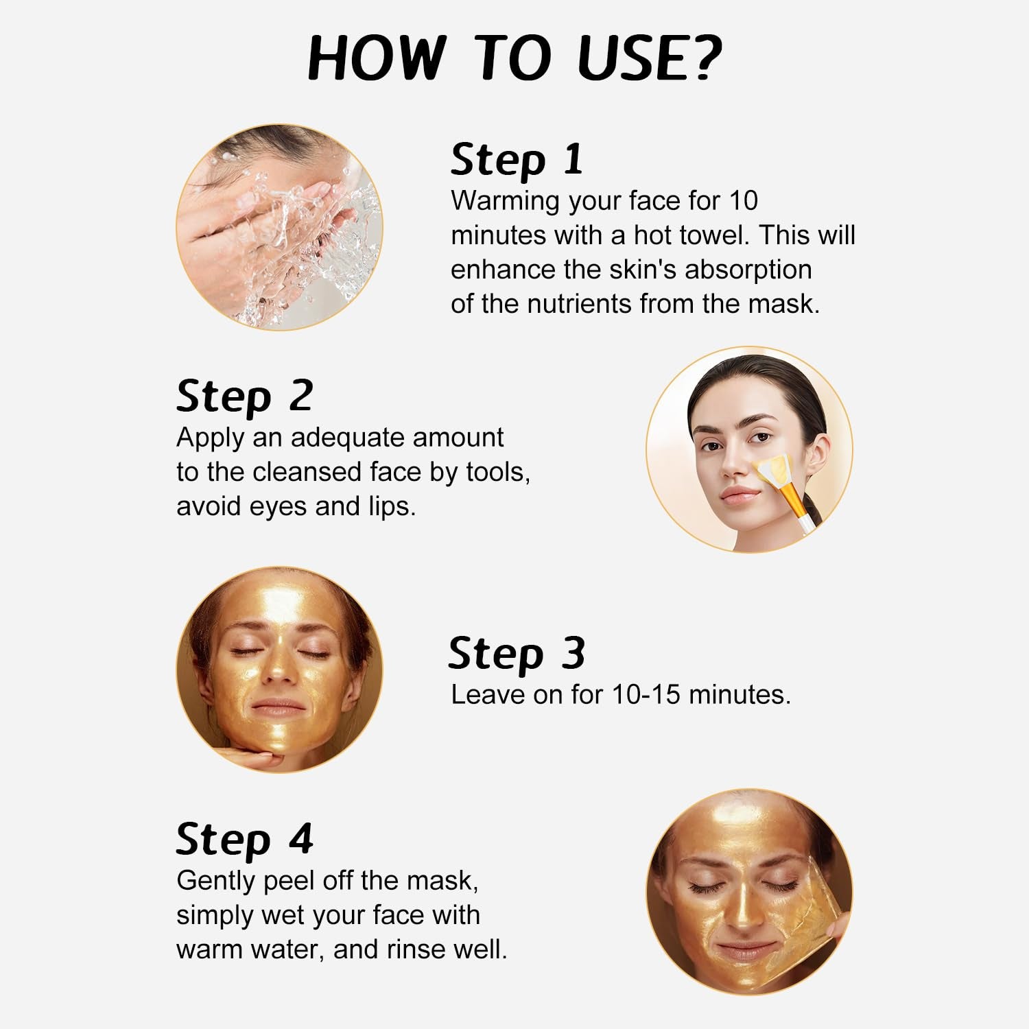 Rednow Gold Foil Peel-Off Mask,Gold Peel off Face Mask Anti-Wrinkle,98.4% Golden Peel off Mask,Anti-Aging Gold Face Mask for Moisturizing,Removes Blackheads,Reduces Fine Lines,Cleans Pores(2Pcs)