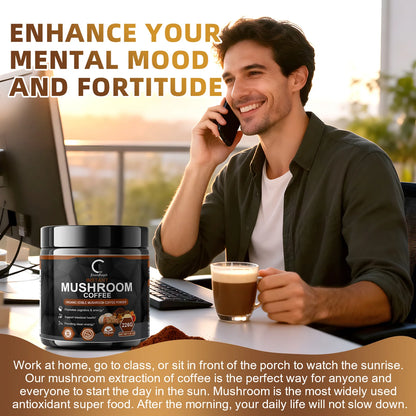 Instant Mushroom Coffee, Greenpeople Organic Mushroom Coffee Powder Supplements with Lion&