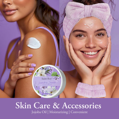 Bath and Body Gift Basket Set for Women - Jasmine Valentines Day Gifts for Women, Spa Gift Basket 13-Piece Bath Gift Set, Gift Set for Ladies Body &amp; Bath Gifts Set Lavender Gift Baskets for Mom