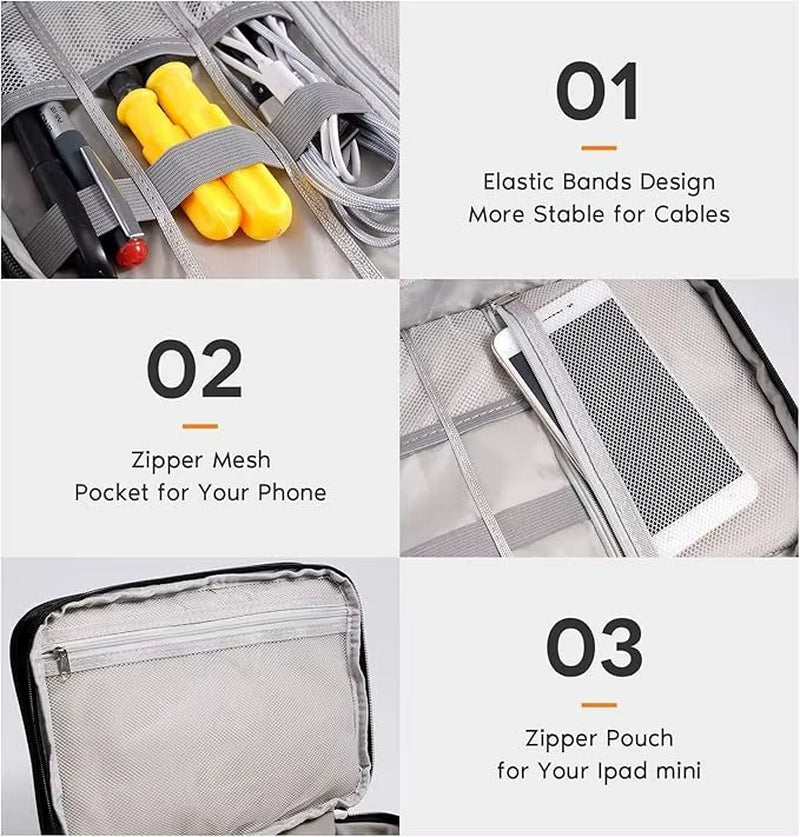 Storage Bagsportable Digital Storage Bag for USB Cables Electronics Travel Organizer Small Gadget Pouch with Multiple
