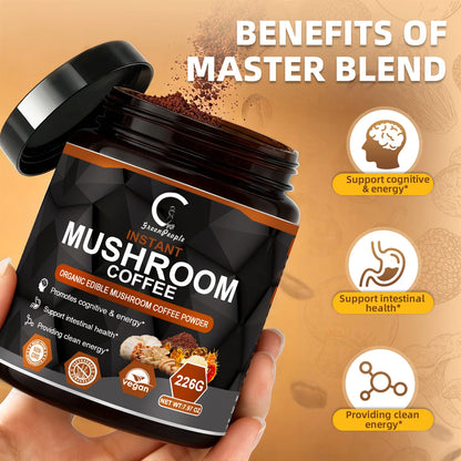 Instant Mushroom Coffee, Greenpeople Organic Mushroom Coffee Powder Supplements with Lion&