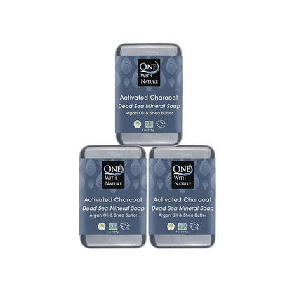 One with Nature Dead Sea Salt Lemon Sage Soap 4Oz 3-Pack – Purifying and Exfoliating Soap Bar with Dead Sea Minerals for Face &amp; Body, for Men &amp; Women