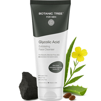 Botanic Tree Glycolic Acid Face Wash - Facial Cleanser and Scrub - 10% Glycolic Acid, AHA - Salicylic Cleanser - 6 Fl. Oz