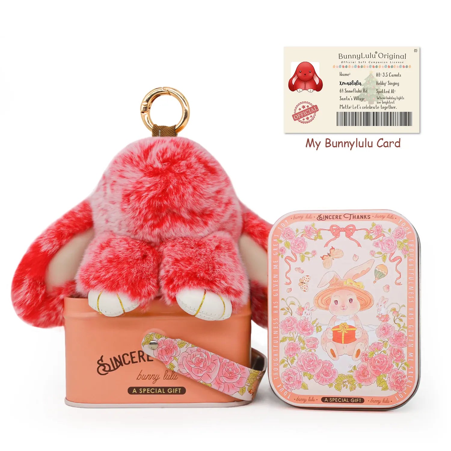【Bunnylulu】Handmade Bunny Pompom Keychain with Tin Box, Summervibes Graduation Gift for Friends &amp; Students, Stress-Relief Charm, Keepsake Gift