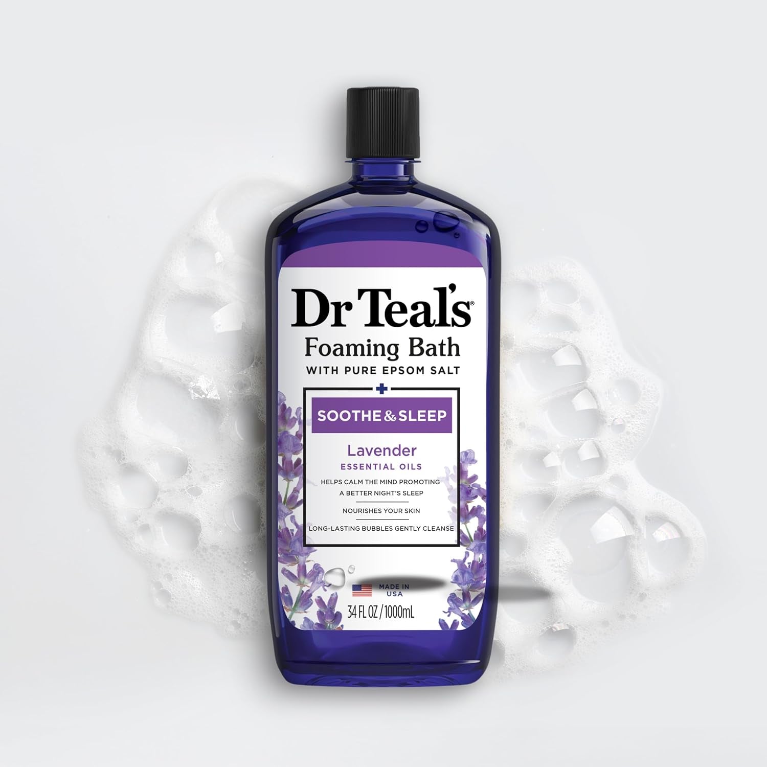 Foaming Bath with Pure Epsom Salt, Soothe &amp; Sleep with Lavender, 34 Fl Oz (Pack of 2)