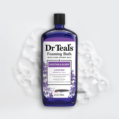 Foaming Bath with Pure Epsom Salt, Soothe &amp; Sleep with Lavender, 34 Fl Oz (Pack of 2)