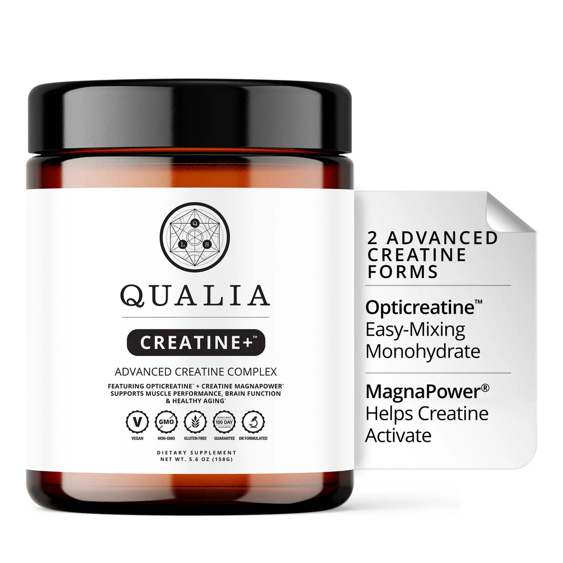 Qualia Creatine | Advanced Creatine Complex | 2 Creatine Sources + Magnesium | Optimized Creatine Absorption | Muscle Performance, Brain Function, & Healthy Aging