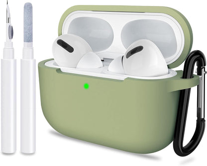 ATUAT for Airpods Pro 1St/2Nd Generation Case Cover, Protective Silicone Skin Accessories with Keychain for Women Men for Apple Airpods Pro 2019/2022 Charging Case,Front LED Visible-Midnight Green