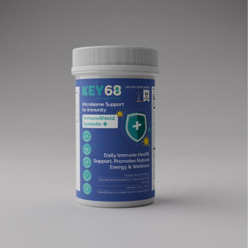KEY 68 Probiotic Supplement for Men &amp; Women Advanced Organic Pre+Probiotics 20B CFU, Colostrum (25%Igg), Vitamin C,Zinc,L-Lysine–Gut Health &amp; Immune Support–60 Delayed Release Capsule -KEY68 Dietary Supplement