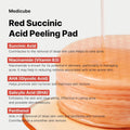 Medicube Red Succinic Acid Peeling Pad ingredients including succinic acid, niacinamide, and panthenol for skin care.