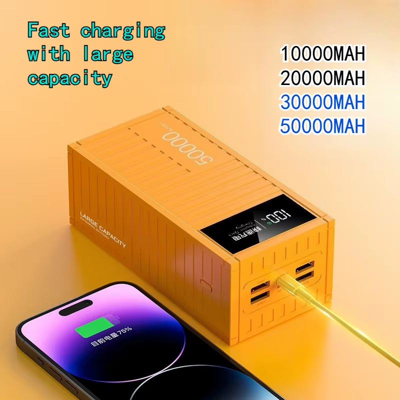 10000Mah to 50000Mah Long-Lasting Super Fast Charging 20W Container Power Bank with Ultra Large Capacity Portable Power Bank