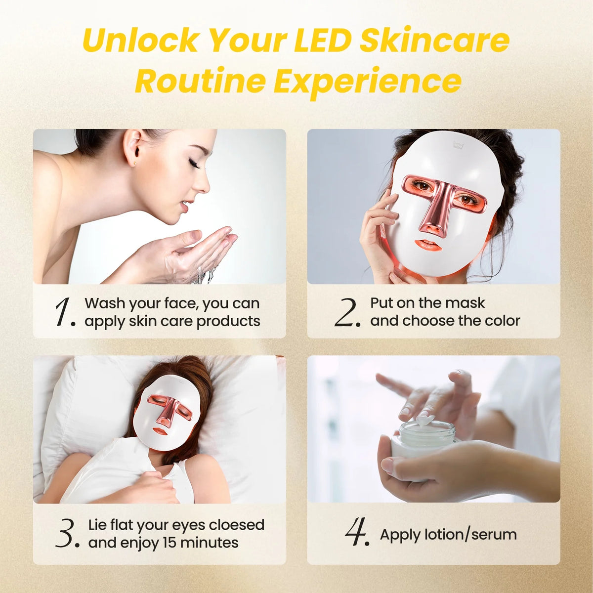 Face Mask with Light Display, 7 Color Modes for Skincare Routine and Relaxation