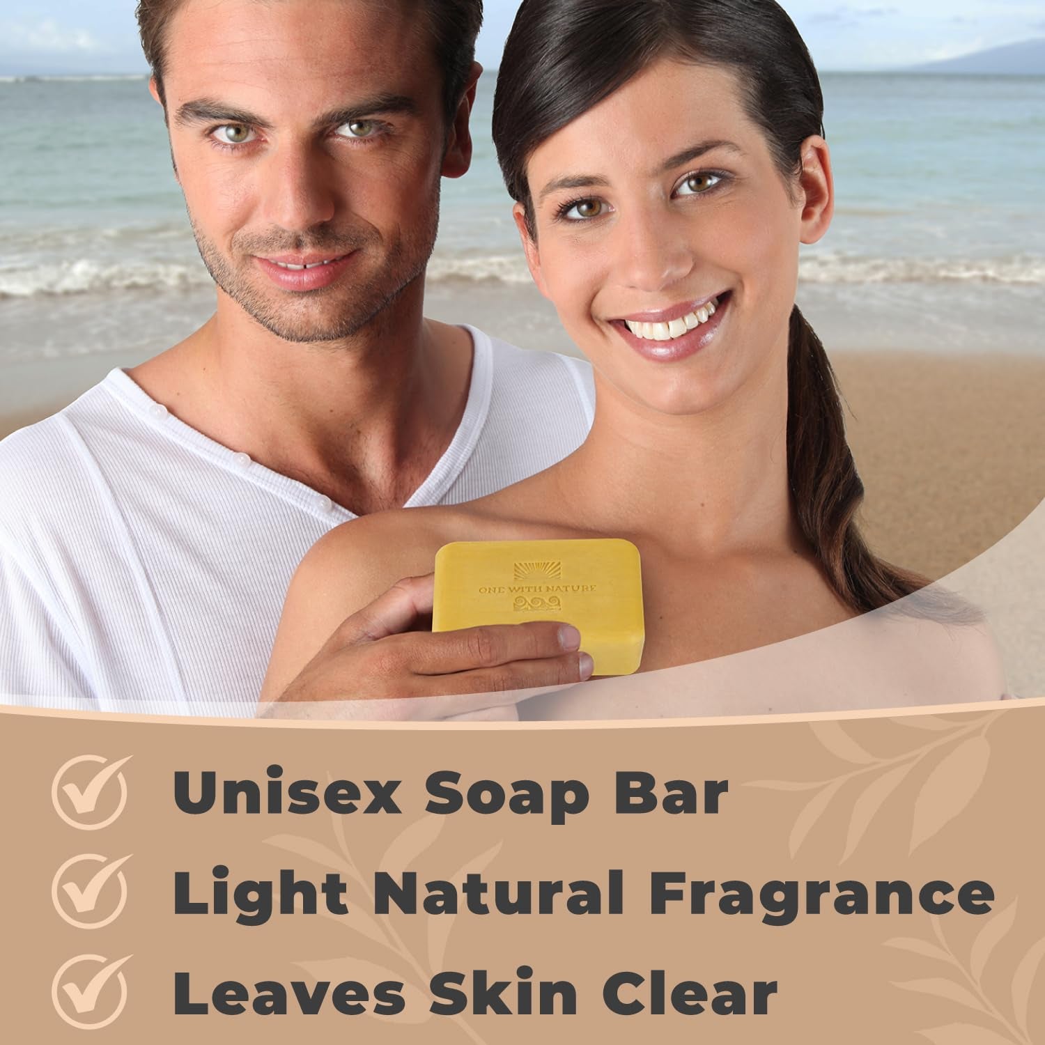 One with Nature Dead Sea Salt Lemon Sage Soap 4Oz 3-Pack – Purifying and Exfoliating Soap Bar with Dead Sea Minerals for Face &amp; Body, for Men &amp; Women