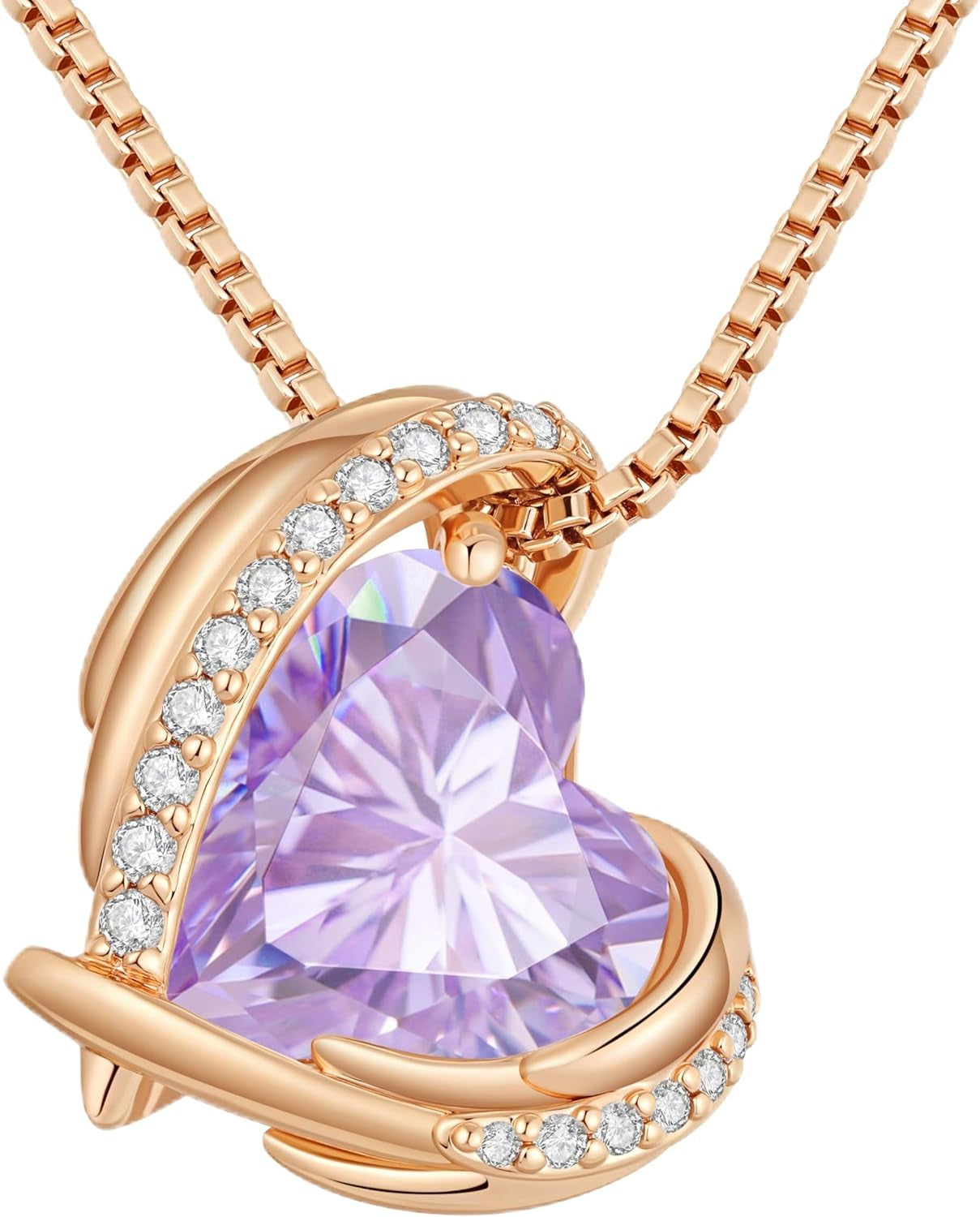 CDE Mothers Day Gifts Love Heart Pendant Necklaces for Women, Silver Tone Rose Gold Tone Birthstone Jewelry Gifts for Wife Her