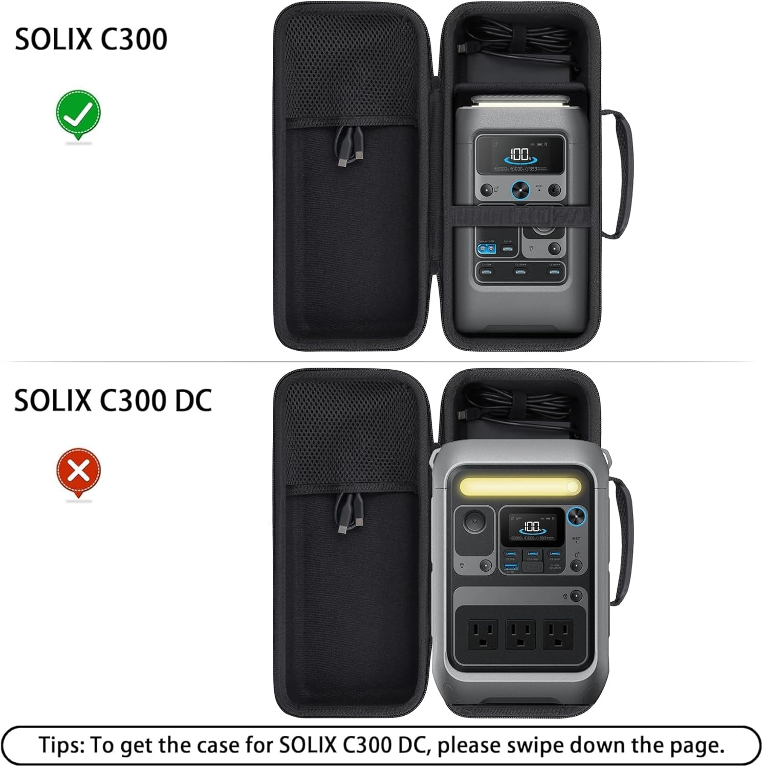 Co2Crea Hard Travel Case Compatible with Anker SOLIX C300 DC Power Bank Station, Outdoor 288Wh 90,000Mah Portable Power Station, 300W Solar Generator