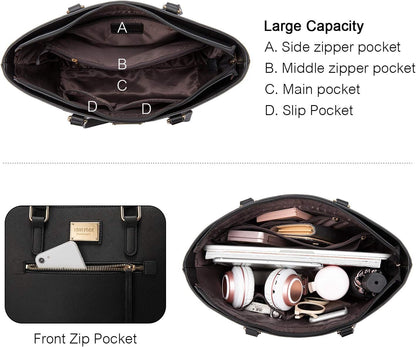 LOVEVOOK Handbags for Women Fashion Tote Bags Shoulder Bag Top Handle Satchel Purse Set 3Pcs (3Pcs Set, A-1514-Black)
