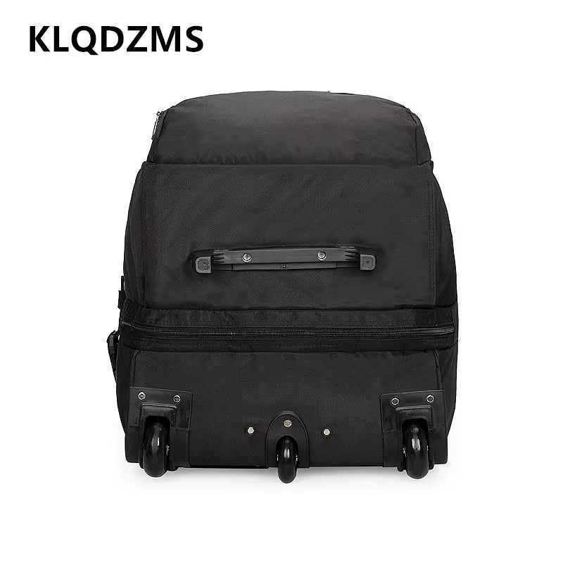KLQDZMS Folding Suitcase Oversized Capacity Trolley Bag Outdoor Travel Organizer Bag Airline Checked Backpack with Wheel Luggage