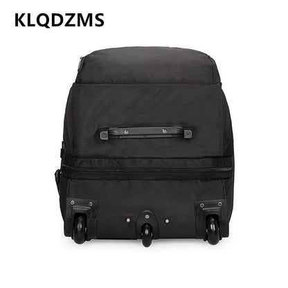 KLQDZMS Folding Suitcase Oversized Capacity Trolley Bag Outdoor Travel Organizer Bag Airline Checked Backpack with Wheel Luggage