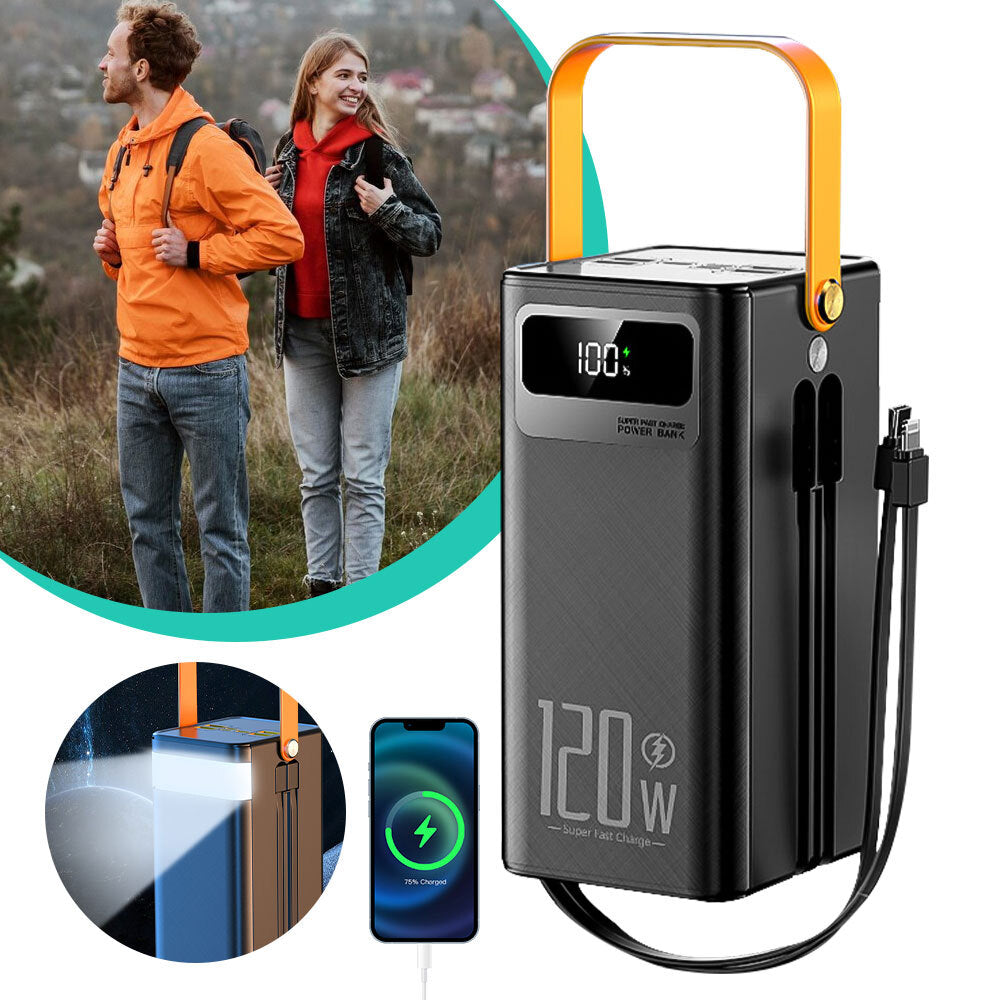 120W 70000Mah Portable Power Bank Large Capacity External Battery Fast Charging