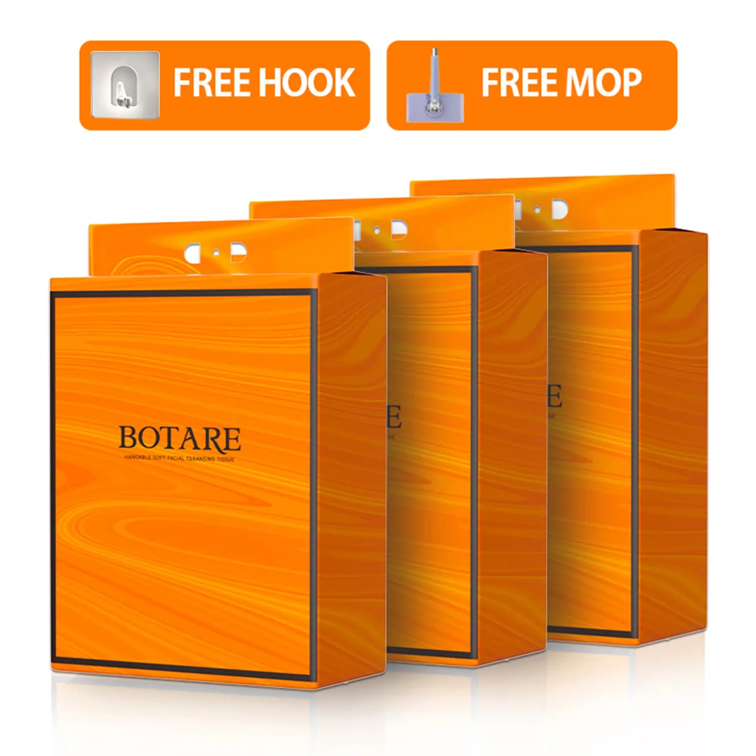 BOTARE Face Towels 3-Pack - 216 Sheets per Pack (648 Total), Hanging Design, Thickened Disposable Cleansing Wipes, Fluorescent-Free for Sensitive Skin (Includes Free Mop)