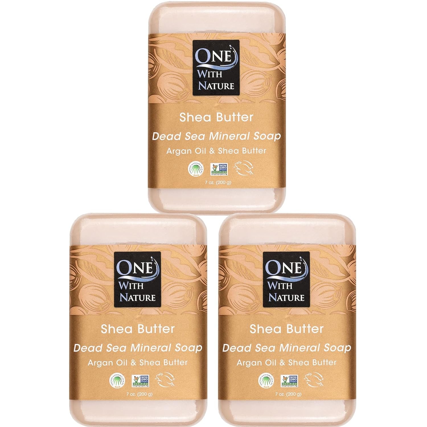 One with Nature Dead Sea Salt Lemon Sage Soap 4Oz 3-Pack – Purifying and Exfoliating Soap Bar with Dead Sea Minerals for Face &amp; Body, for Men &amp; Women