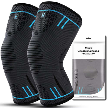 Compression Knee Support Sleeve for sports, featuring breathable and elastic material, ideal for gym and outdoor activities.