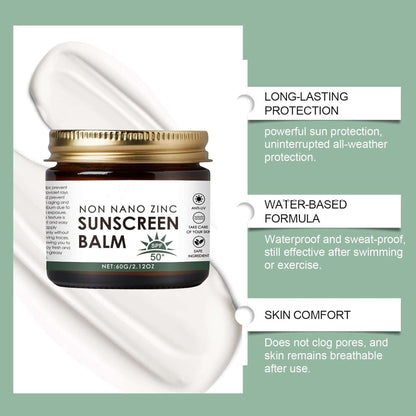 Beef Tallow Sunscreen SPF 50 in a jar with non-nano zinc, showcasing moisturizing and protective features.