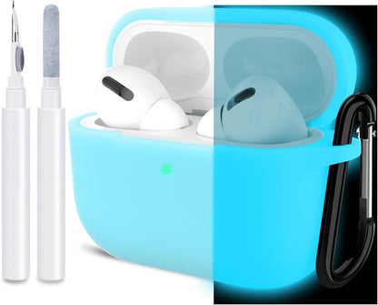 ATUAT for Airpods Pro 1St/2Nd Generation Case Cover, Protective Silicone Skin Accessories with Keychain for Women Men for Apple Airpods Pro 2019/2022 Charging Case,Front LED Visible-Midnight Green