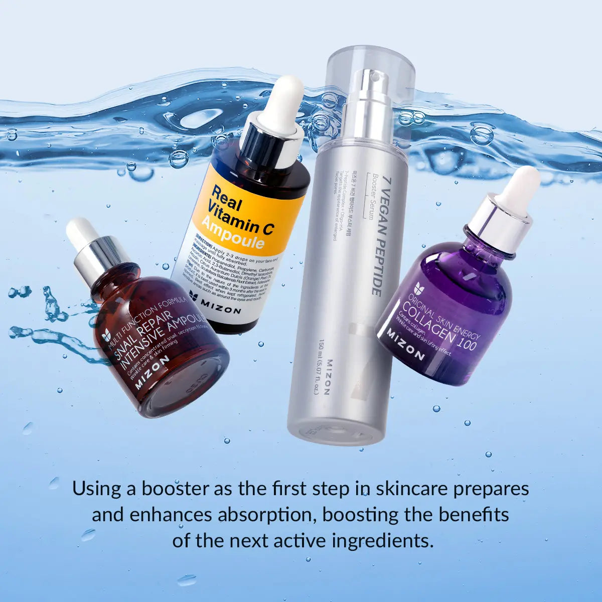 MIZON 7 Vegan Peptide &amp; Vitamin C Booster Set – 7 Peptides + 19% Pure Vitamin C Ampoule, Hydrating &amp; Antioxidant Serum, Radiance Improvement, Synergy Set | Korean Skincare