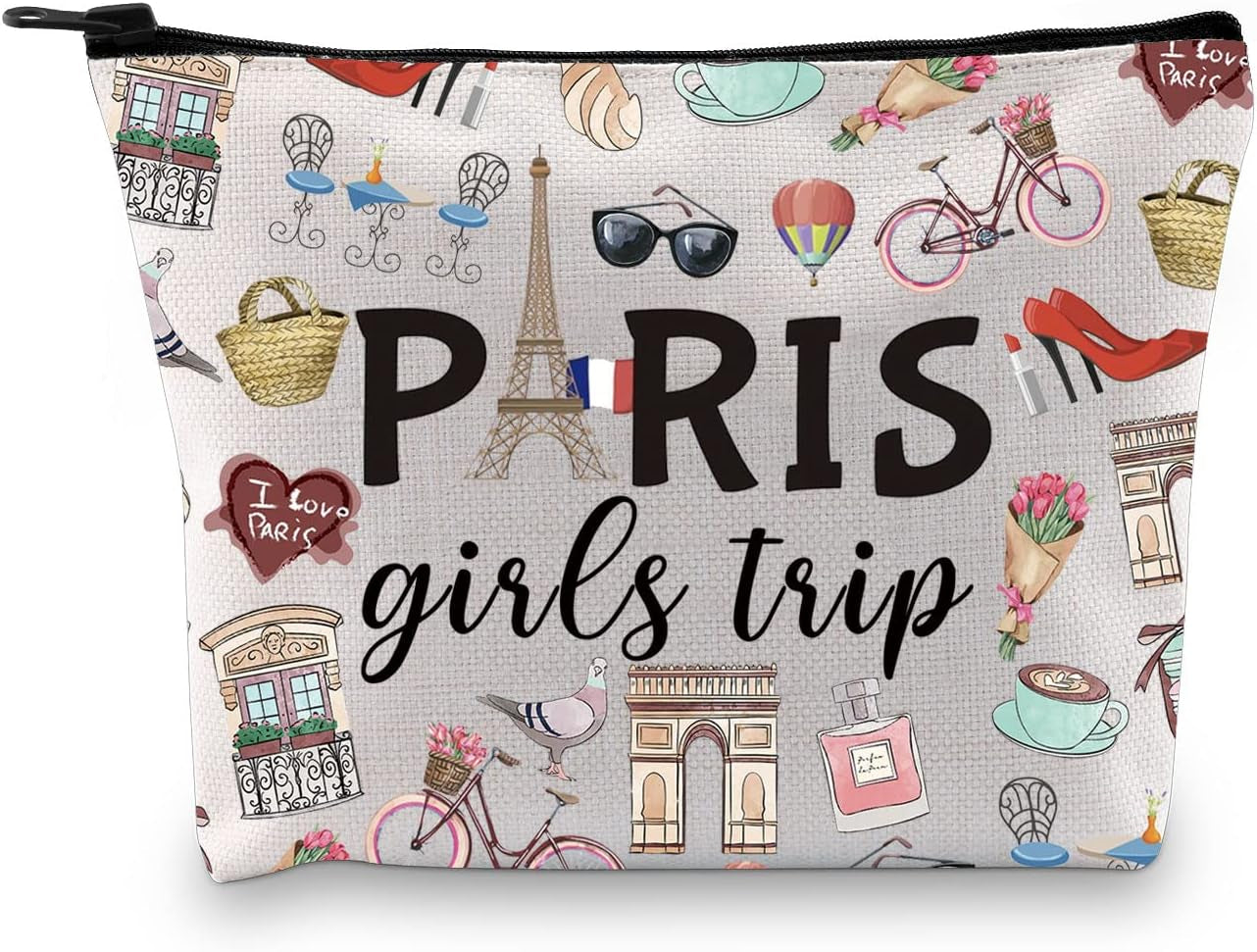 Paris Weekend Gift Bag - Vacation Theme Travel Bag with Paris Skyline Design - Perfect for Girls&
