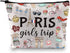 Paris Weekend Gift Bag - Vacation Theme Travel Bag with Paris Skyline Design - Perfect for Girls&