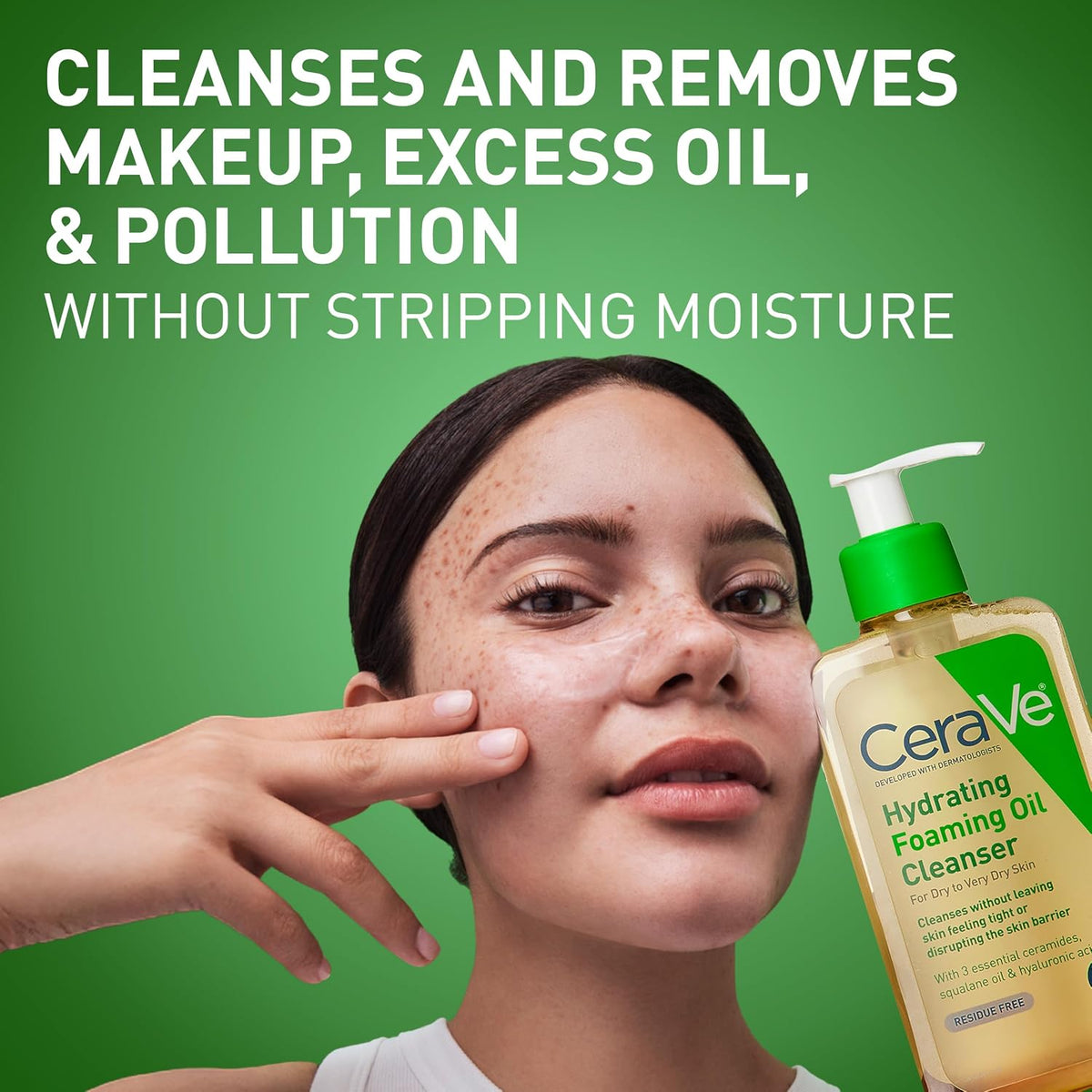 Cerave Hydrating Foaming Oil Facial Cleanser with Hyaluronic Acid, 19Oz