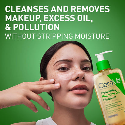 Cerave Hydrating Foaming Oil Facial Cleanser with Hyaluronic Acid, 19Oz