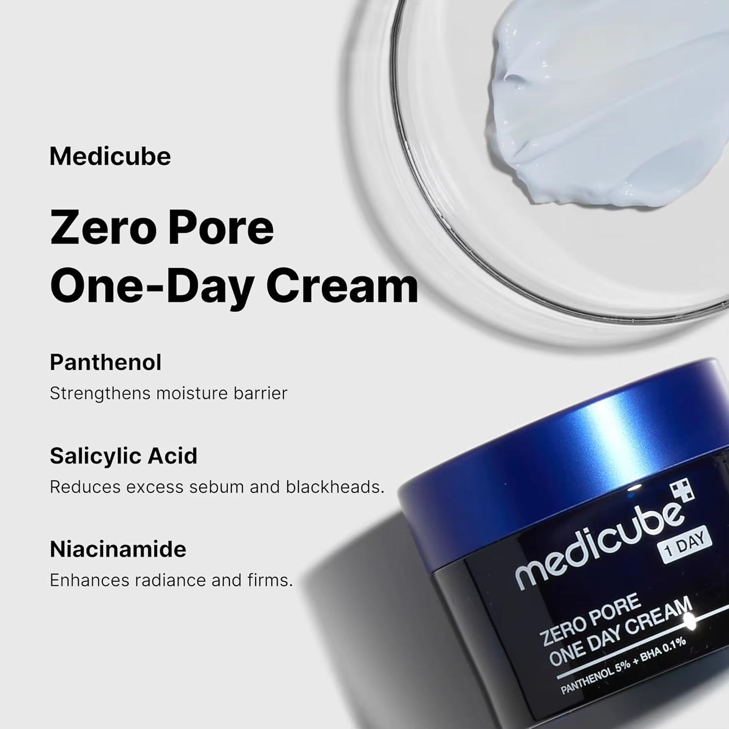 Medicube Zero Pore One-Day Cream Visibly Smaller Pores Controls Pore Refining Cream with Acid, and Korean Skincare