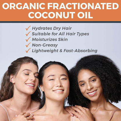 Viva Naturals Organic Fractionated Coconut Oil, 16 Fl Oz – Skin &amp; Hair Moisturizer, Massage Oil, Carrier Oil for Essential Oils