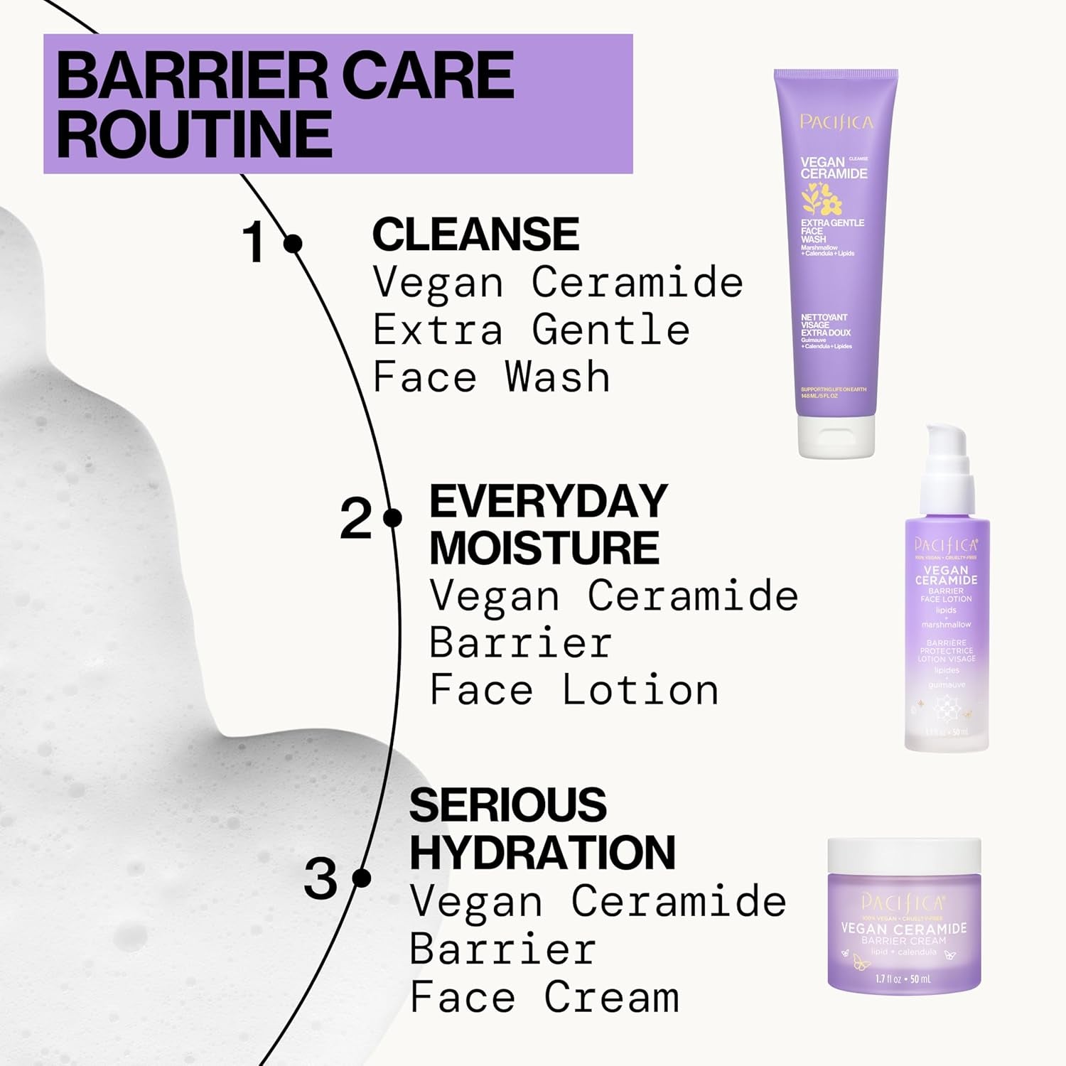 Face Wash for Sensitive Skin Facial Cleanser Vegan Ceramide Barrier Repair Extra Gentle for Daily Fragrance Free for Sensitive Skin, Clean Beauty, Vegan &amp; Cruelty-Free Dermatologist Tested