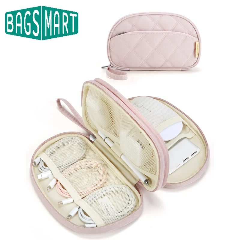 BAGSMART Electronics Organizer Bag Double-Layer Digital Storage Bags Multi-Function Travel Charger Cable Pouch for Flash Drive