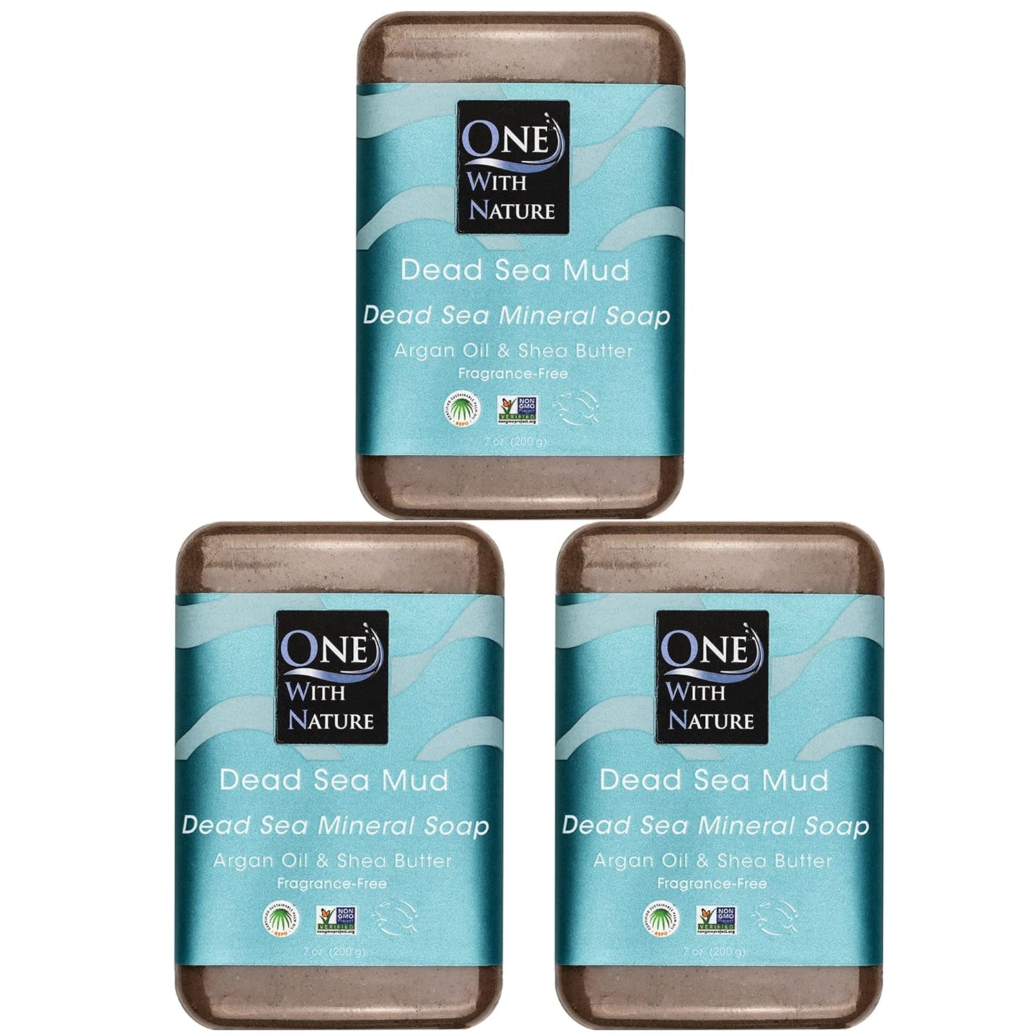 One with Nature Dead Sea Salt Lemon Sage Soap 4Oz 3-Pack – Purifying and Exfoliating Soap Bar with Dead Sea Minerals for Face &amp; Body, for Men &amp; Women