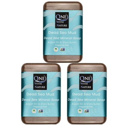 One with Nature Dead Sea Salt Lemon Sage Soap 4Oz 3-Pack – Purifying and Exfoliating Soap Bar with Dead Sea Minerals for Face &amp; Body, for Men &amp; Women