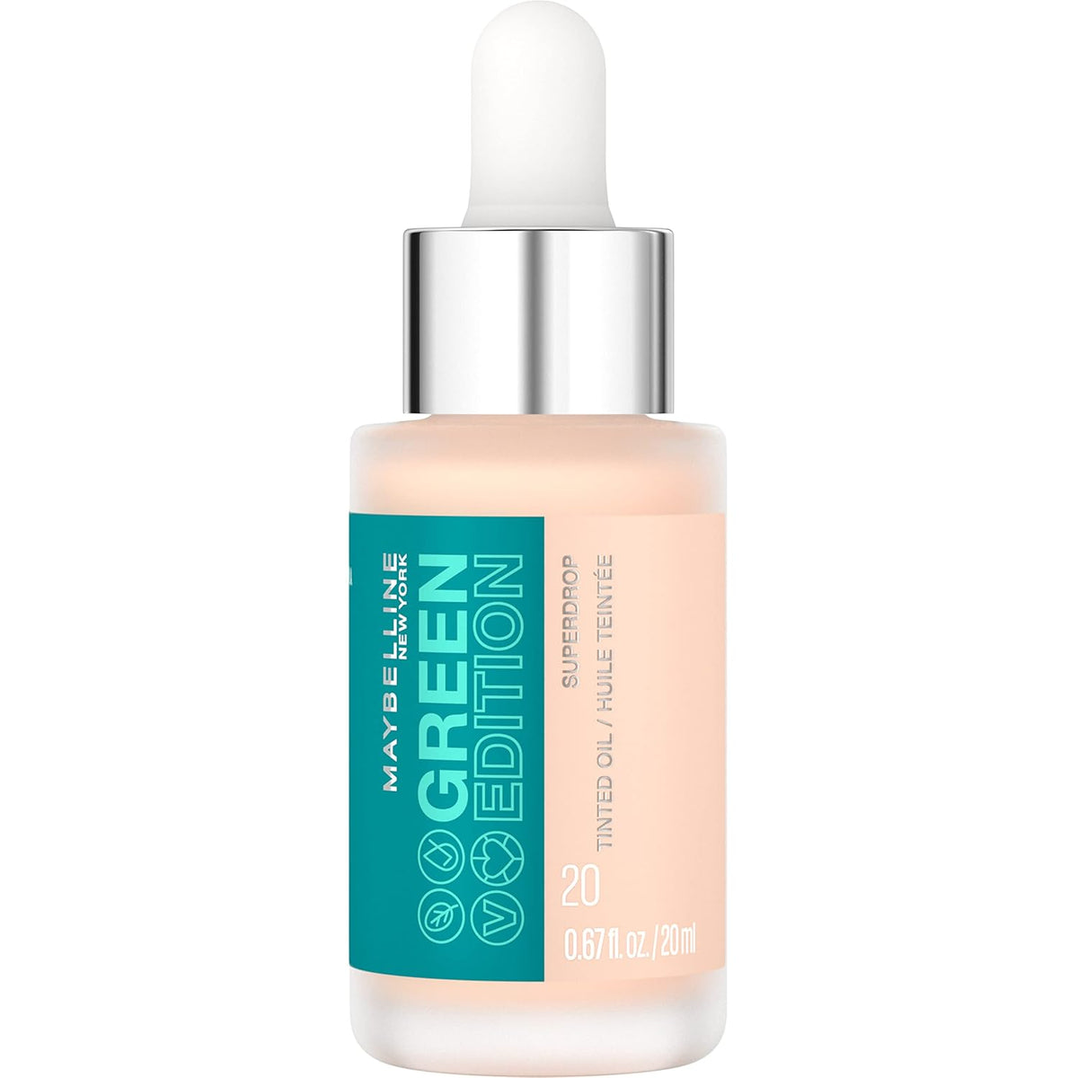 Maybelline Green Edition Superdrop Tinted Oil Base Makeup, Adjustable Natural Coverage Foundation Formulated with Jojoba &amp; Marula Oil, 35, 1 Count